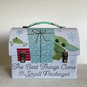Baby Yoda Holiday tin. Lunch box, accessory holder, purse etc.